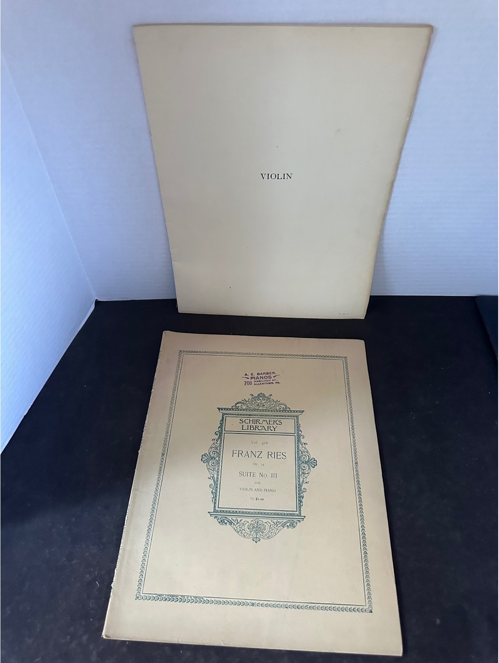 Antique 1898 Franz Ries Suite No III Op 34 Violin Piano Sheet Music Schirmer